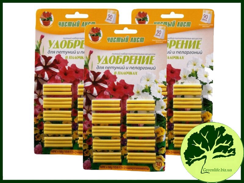 Удобрение в палочках Чистый лист для петунии и сурфинии